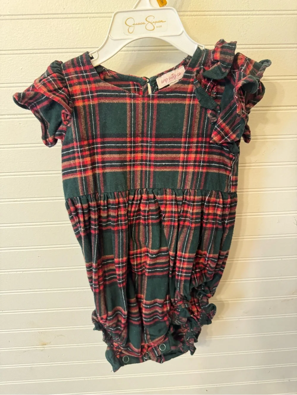 Evergreen Plaid Hattie Bubble Romper